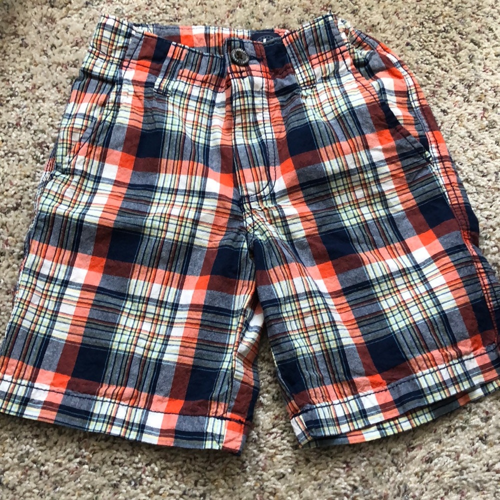Orange and plaid shorts boys 8